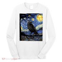 Raven Art Starry Night Edgar Allan Poe Raven Poe Long Sleeve Shirt thumb 0