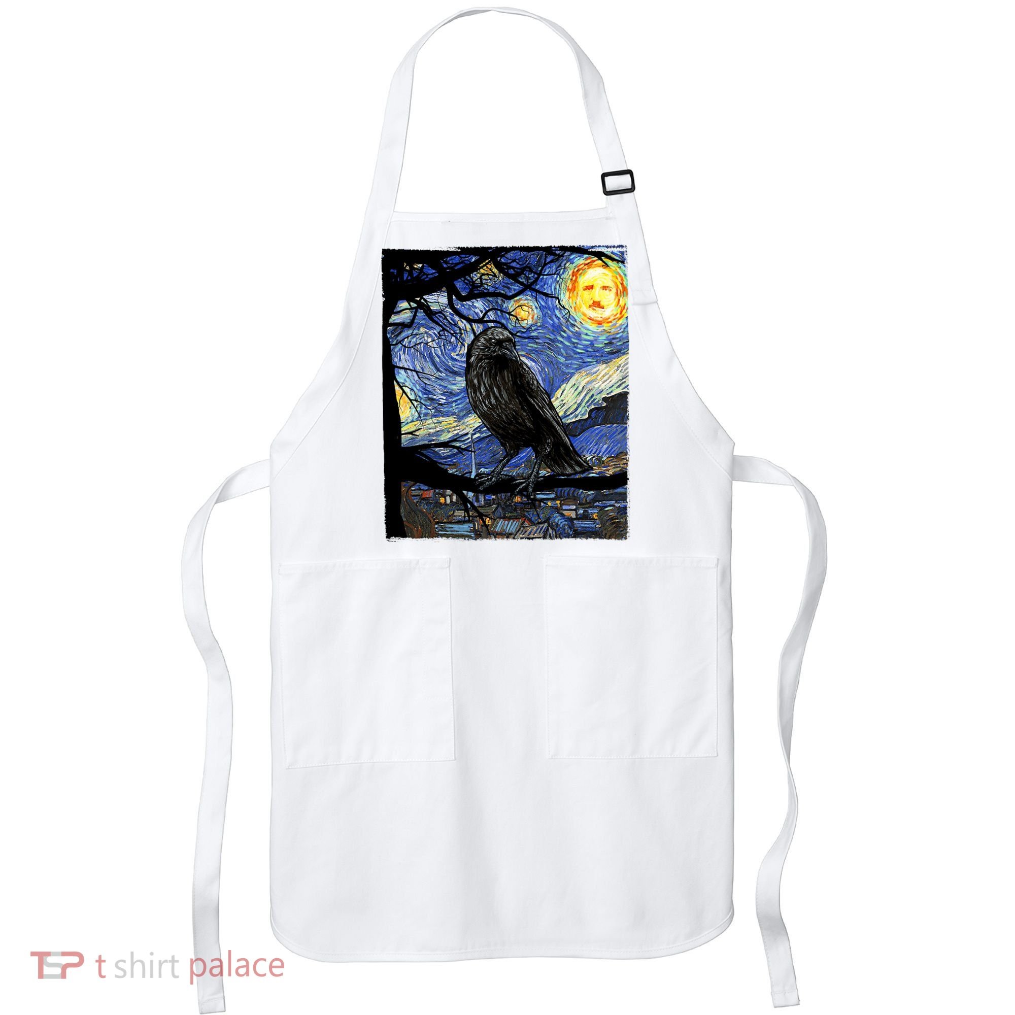 Raven Art Starry Night Edgar Allan Poe Raven Poe Apron