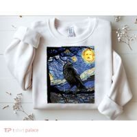 Raven Art Starry Night Edgar Allan Poe Raven Poe Sweatshirt thumb 2