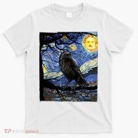 Raven Art Starry Night Edgar Allan Poe Raven Poe T-Shirt thumb 0