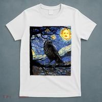 Raven Art Starry Night Edgar Allan Poe Raven Poe T-Shirt thumb 5