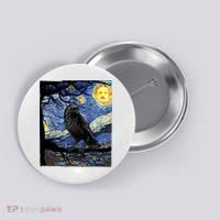 Raven Art Starry Night Edgar Allan Poe Raven Poe Button thumb 0