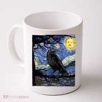 Raven Art Starry Night Edgar Allan Poe Raven Poe Coffee Mug thumb 0