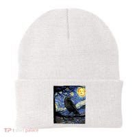 Raven Art Starry Night Edgar Allan Poe Raven Poe Beanie thumb 0