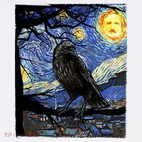 Raven Art Starry Night Edgar Allan Poe Raven Poe Women's Hoodie thumb 2