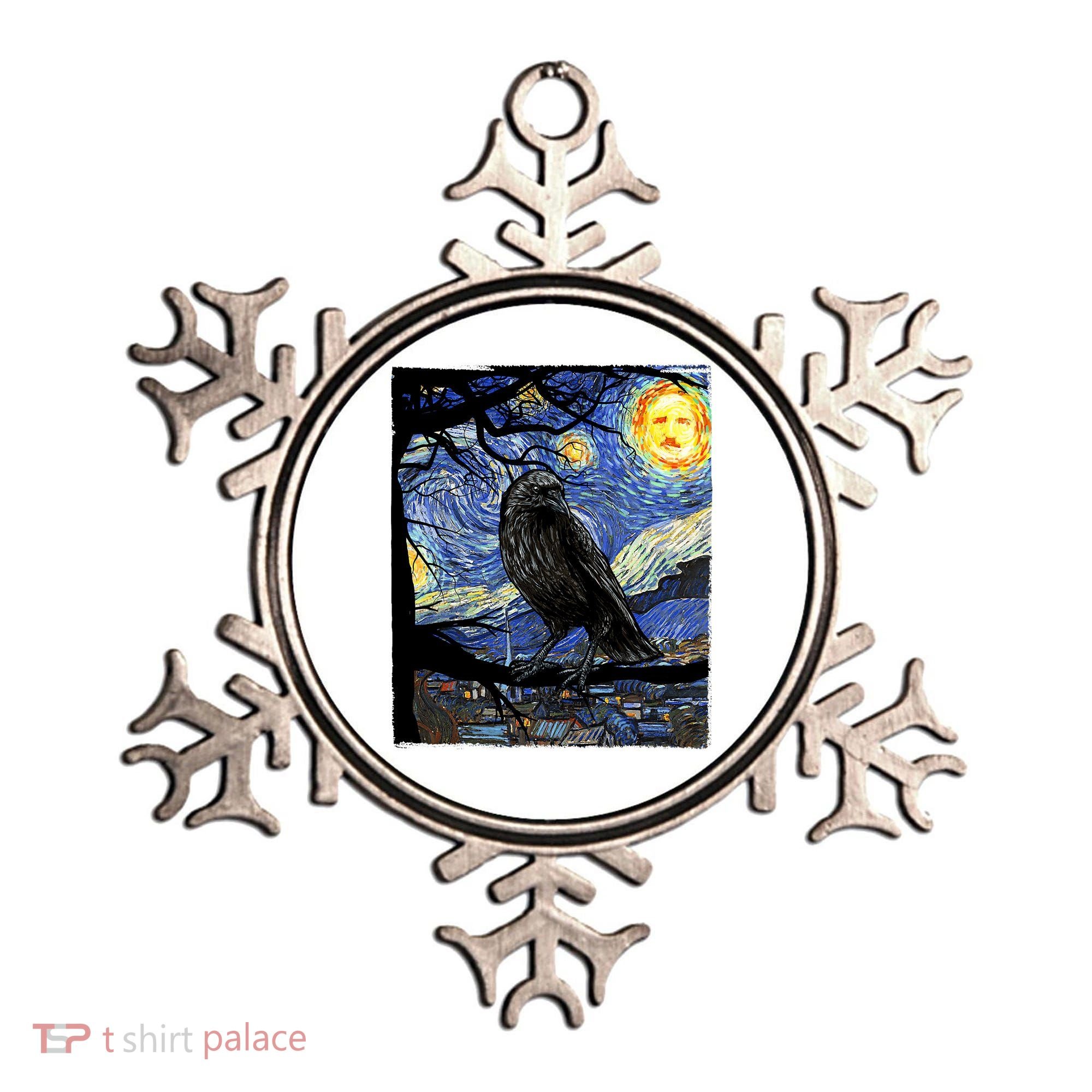 Raven Art Starry Night Edgar Allan Poe Raven Poe Ornament