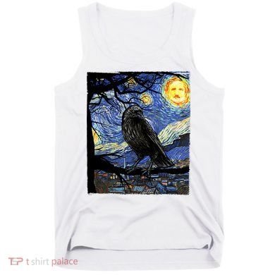 Raven Art Starry Night Edgar Allan Poe Raven Poe Tank Top