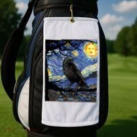 Raven Art Starry Night Edgar Allan Poe Raven Poe Golf Towel thumb 2
