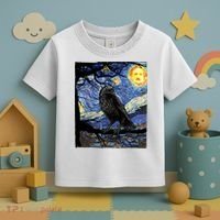 Raven Art Starry Night Edgar Allan Poe Raven Poe Toddler T-Shirt thumb 3