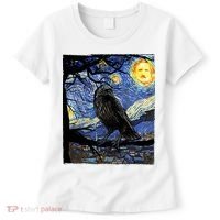 Raven Art Starry Night Edgar Allan Poe Raven Poe Women's T-Shirt thumb 0