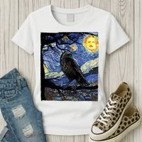 Raven Art Starry Night Edgar Allan Poe Raven Poe Women's T-Shirt thumb 3