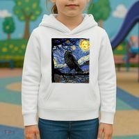 Raven Art Starry Night Edgar Allan Poe Raven Poe Kids Hoodie thumb 3