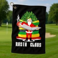 Rasta Claus Santa Funny Christmas Golf Towel thumb 1