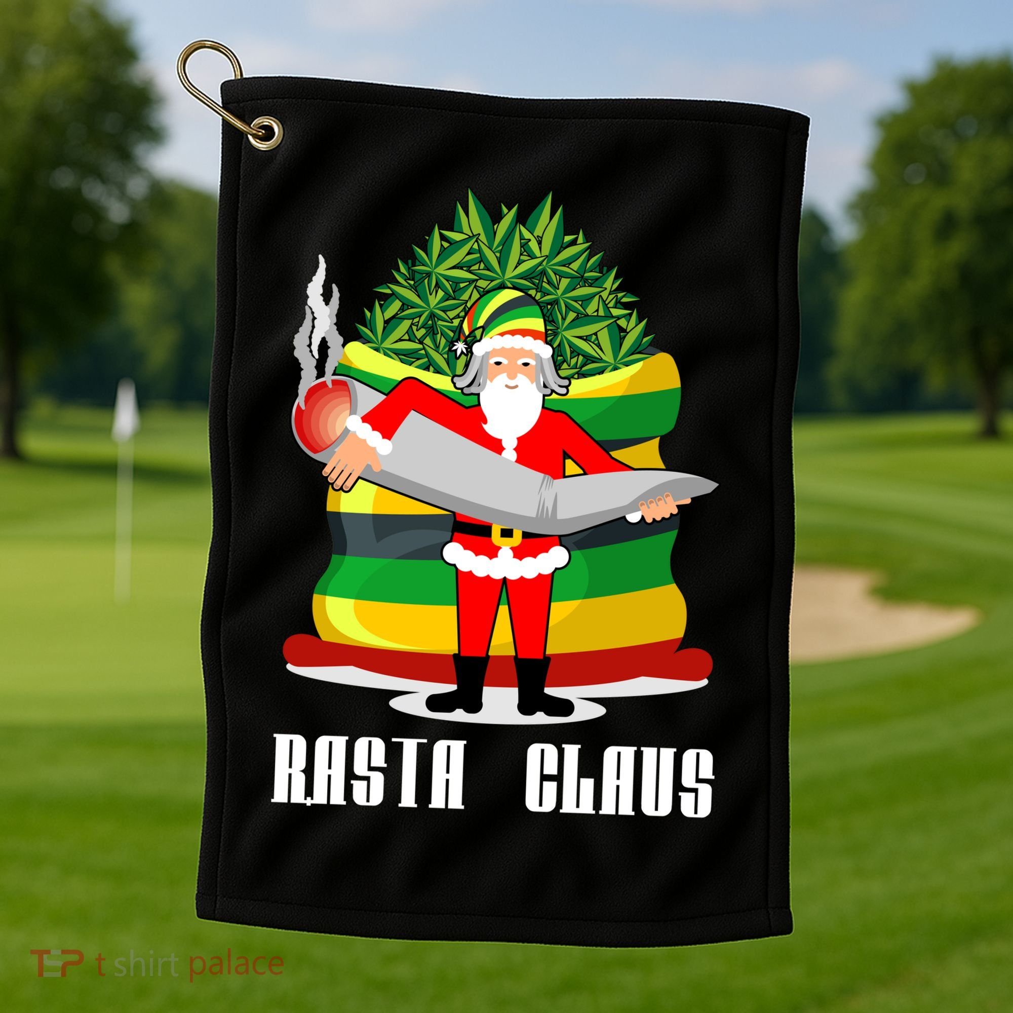 Rasta Claus Santa Funny Christmas Golf Towel