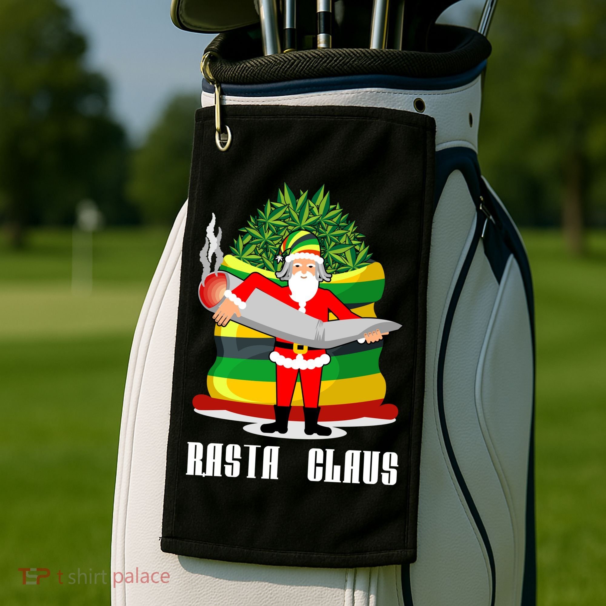 Rasta Claus Santa Funny Christmas Golf Towel