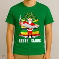 Rasta Claus Santa Funny Christmas T-Shirt thumb 3