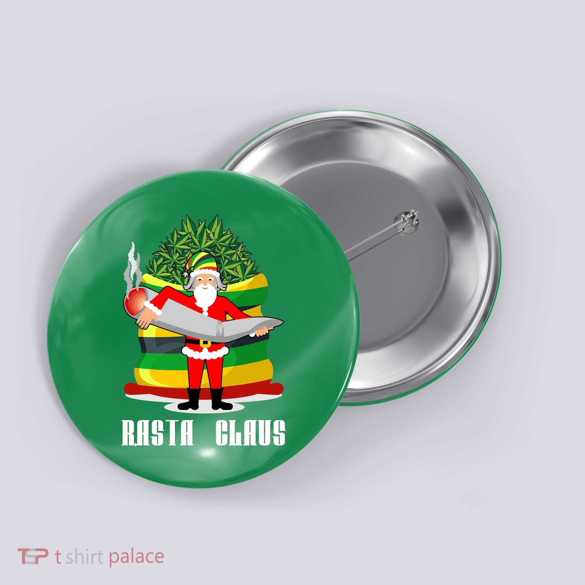 Rasta Claus Santa Funny Christmas Button