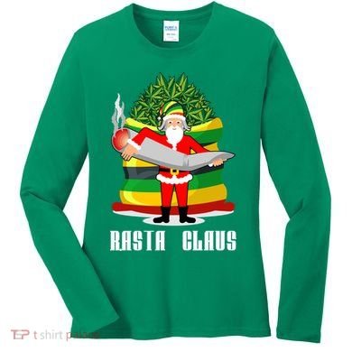 Rasta Claus Santa Funny Christmas Women's Long Sleeve Shirt
