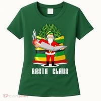 Rasta Claus Santa Funny Christmas Women's T-Shirt thumb 0