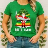 Rasta Claus Santa Funny Christmas Women's T-Shirt thumb 2