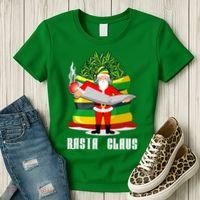 Rasta Claus Santa Funny Christmas Women's T-Shirt thumb 3