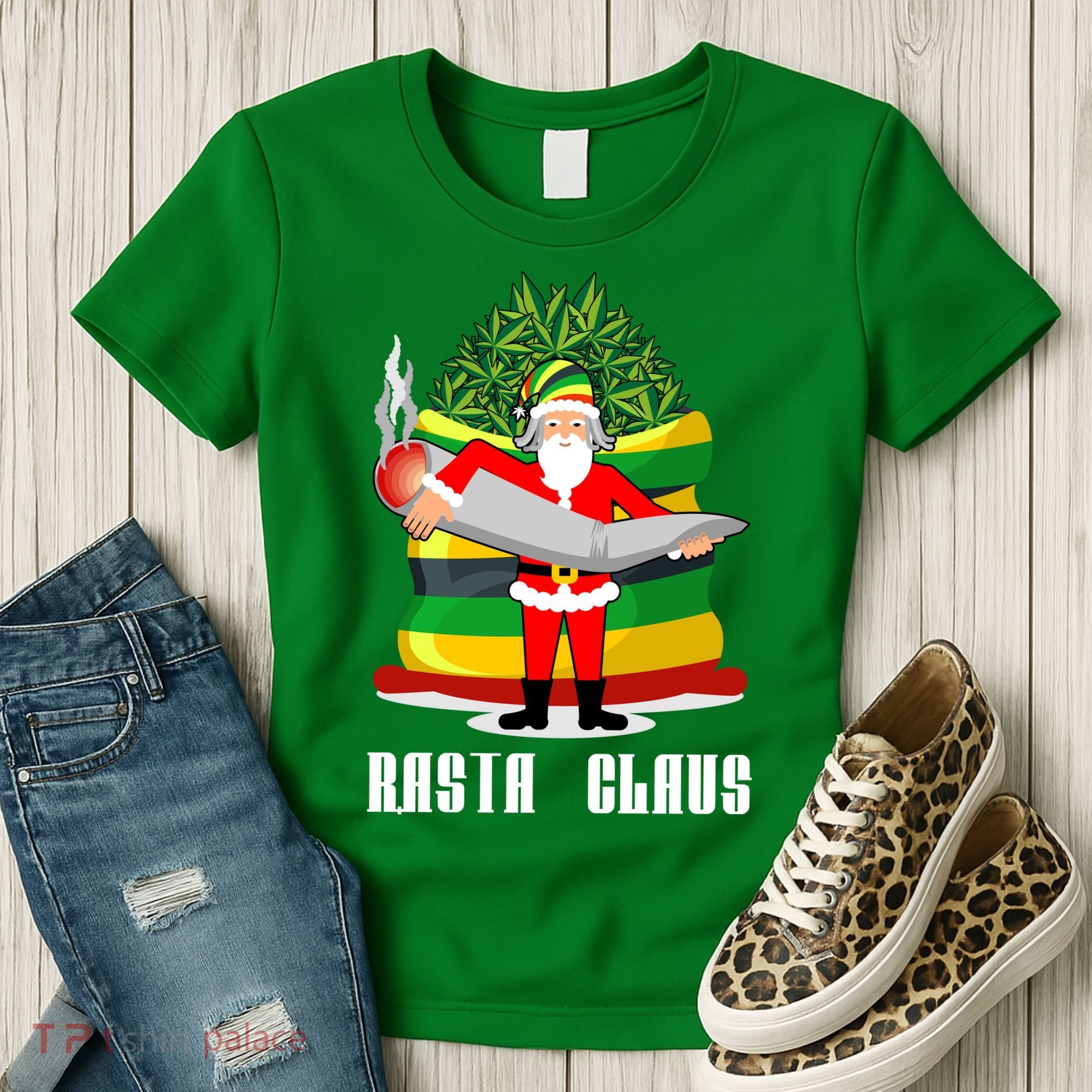 Rasta Claus Santa Funny Christmas Women's T-Shirt