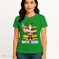 Rasta Claus Santa Funny Christmas Women's T-Shirt thumb 4