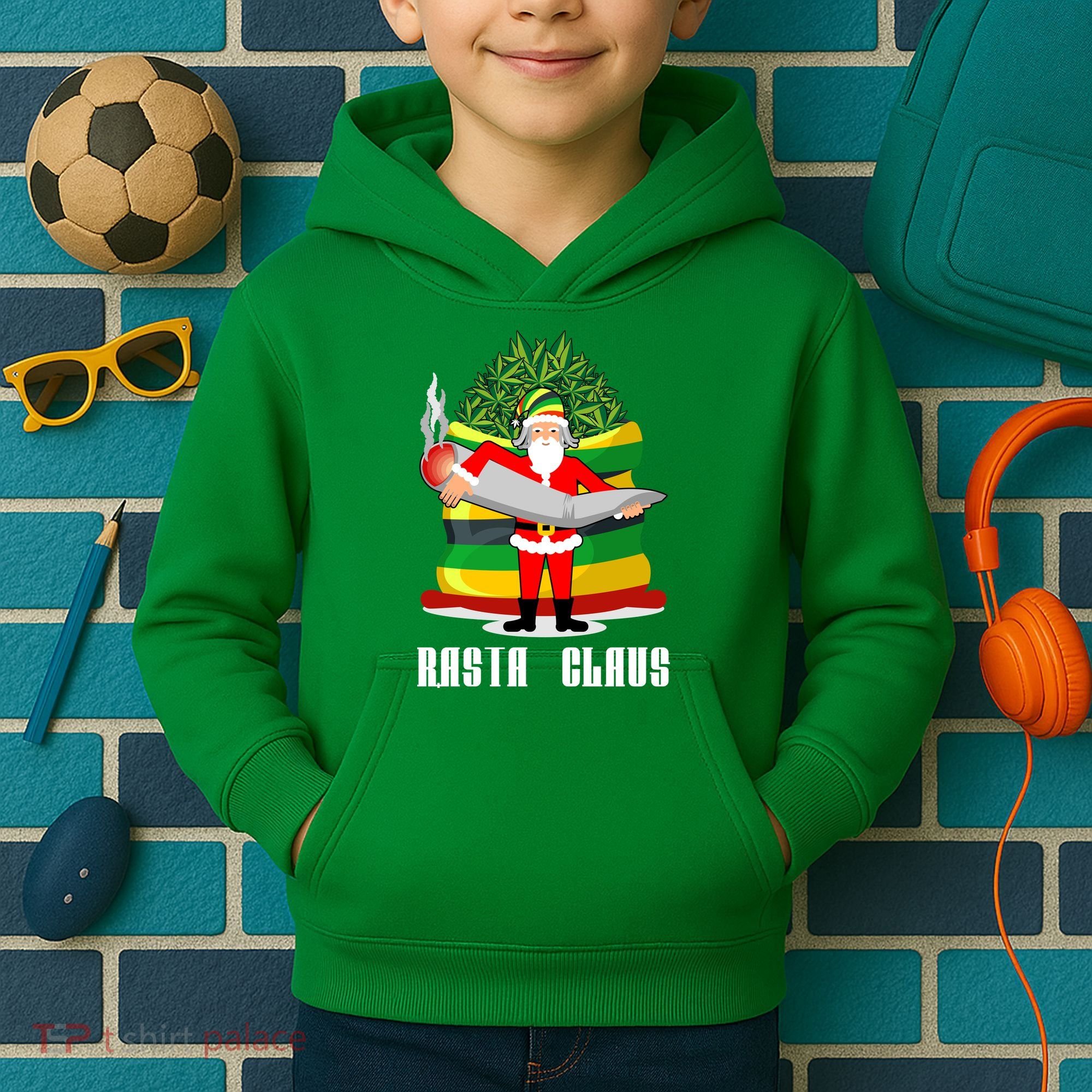 Rasta Claus Santa Funny Christmas Kids Hoodie