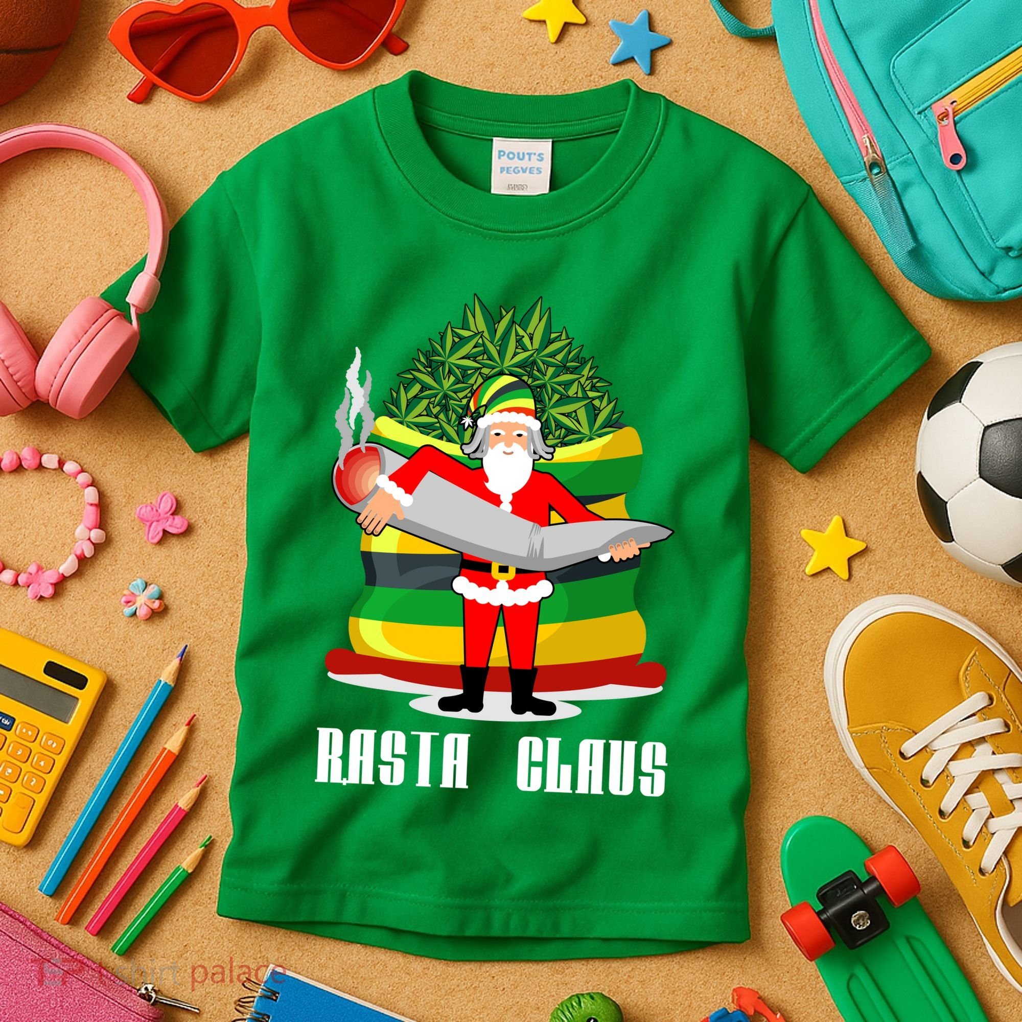Rasta Claus Santa Funny Christmas Kids T-Shirt