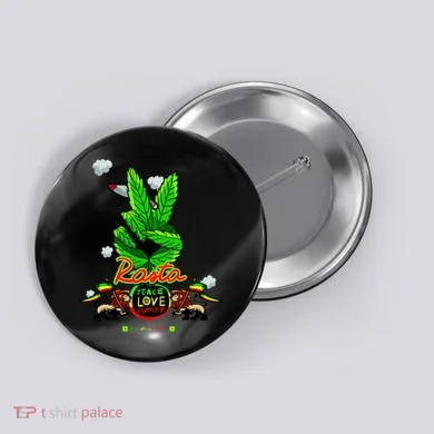 Rasta Jamaica Peace Love Unity Button