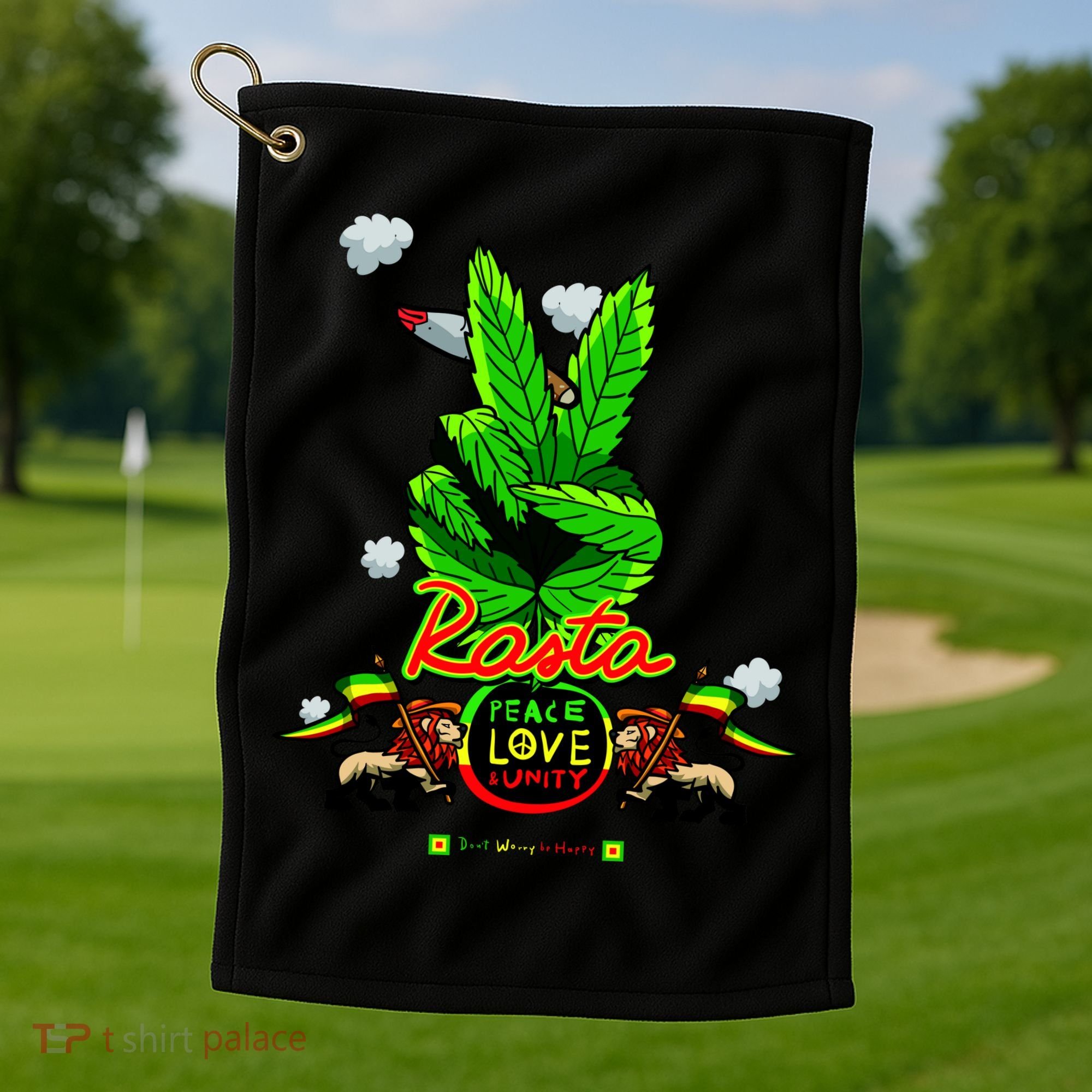 Rasta Jamaica Peace Love Unity Golf Towel