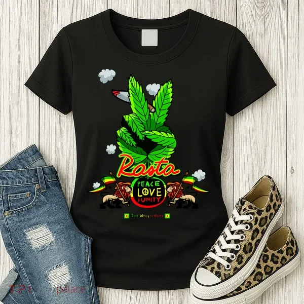 Rasta Jamaica Peace Love Unity Women's T-Shirt