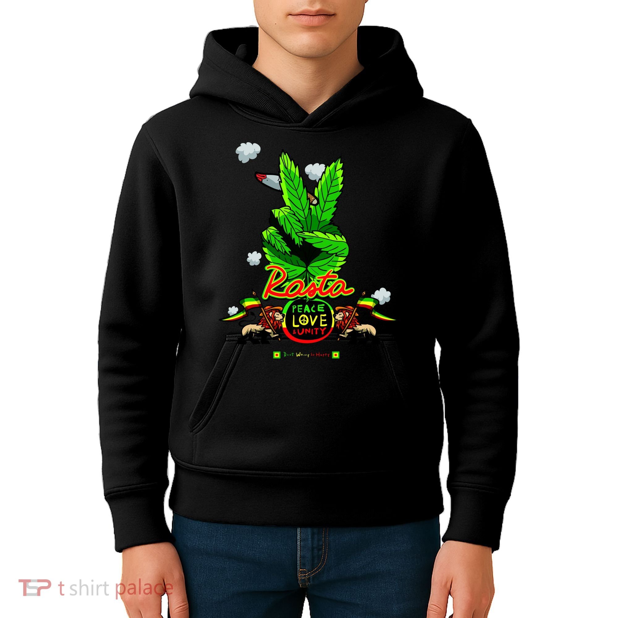 Rasta Jamaica Peace Love Unity Kids Hoodie