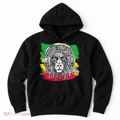 Rasta Lion With Glasses Smoking A Joint Hoodie