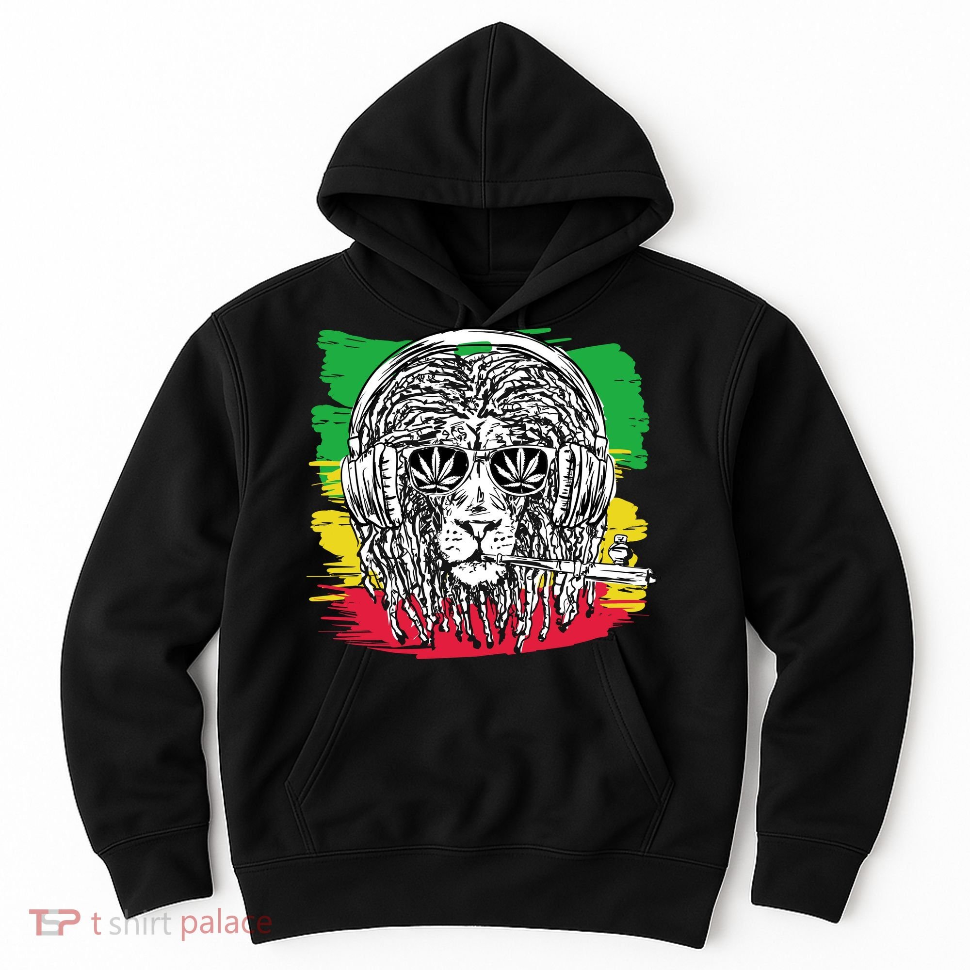 Rasta Lion With Glasses Smoking A Joint Hoodie