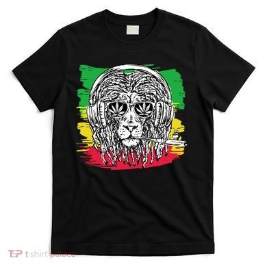 Rasta Lion With Glasses Smoking A Joint T-Shirt