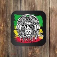 Rasta Lion With Glasses Smoking A Joint Coaster thumb 0