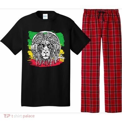 Rasta Lion With Glasses Smoking A Joint Pajama Set