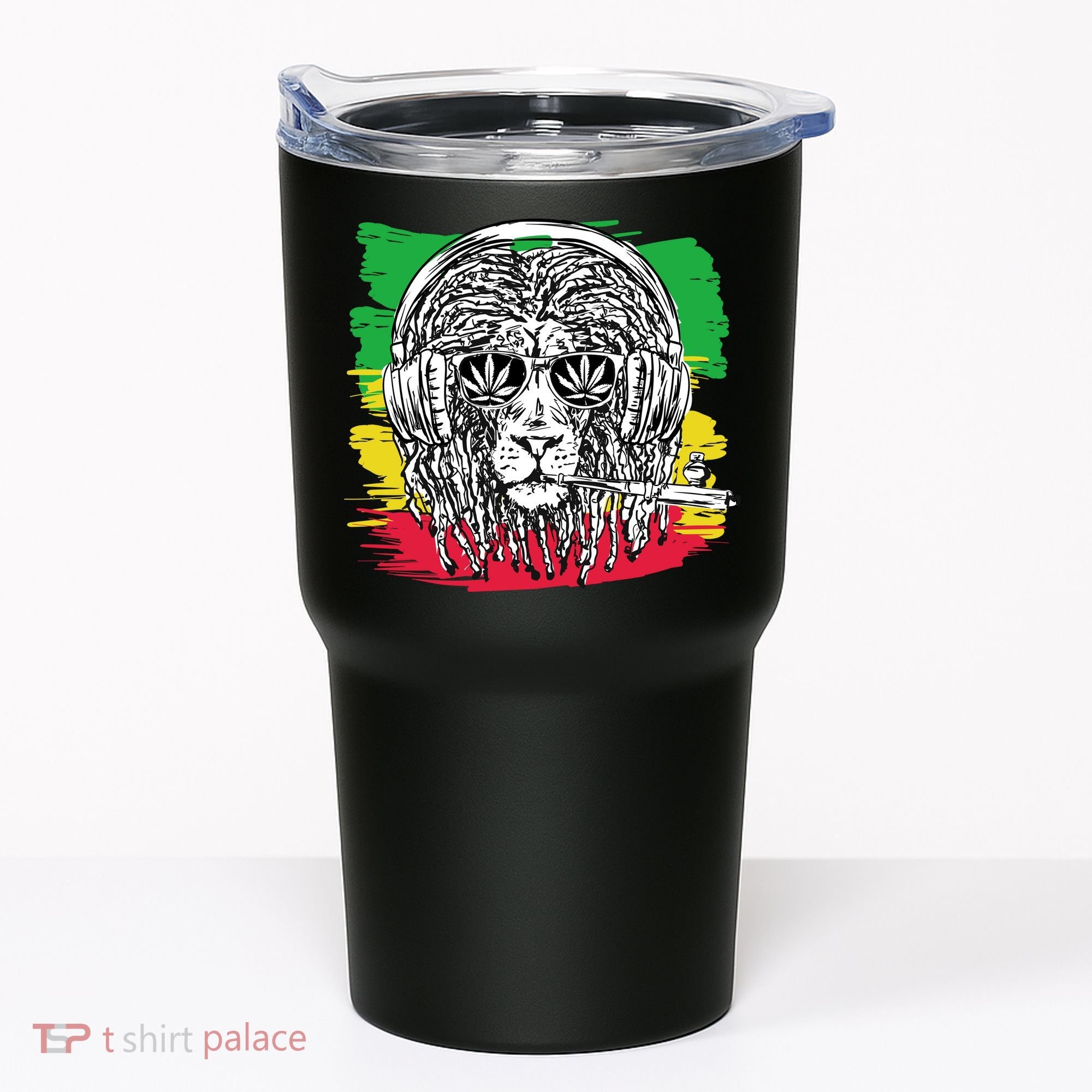 Rasta Lion With Glasses Smoking A Joint Tumbler