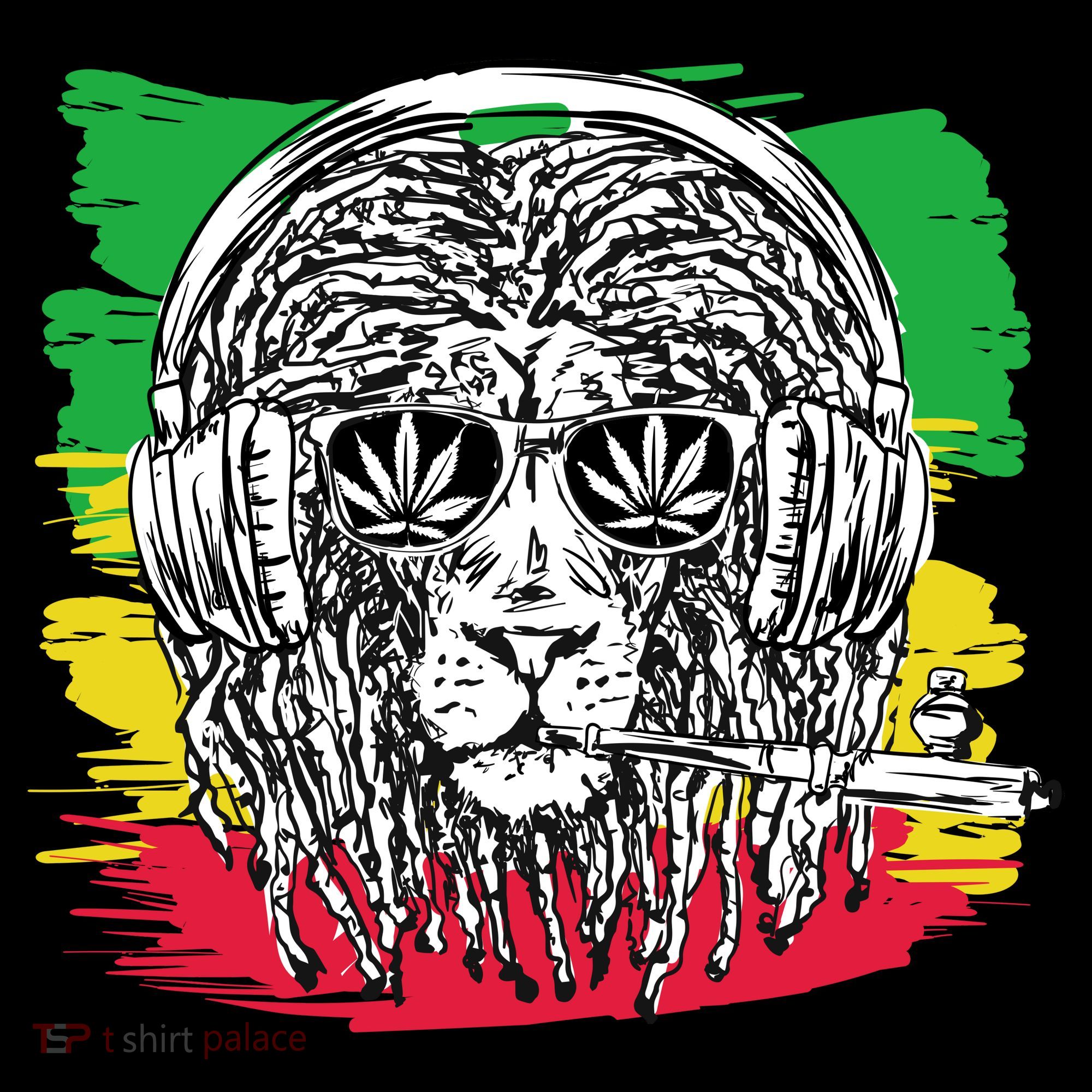 Rasta Lion With Glasses Smoking A Joint Mousepad