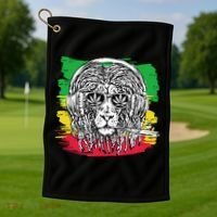 Rasta Lion With Glasses Smoking A Joint Golf Towel thumb 1