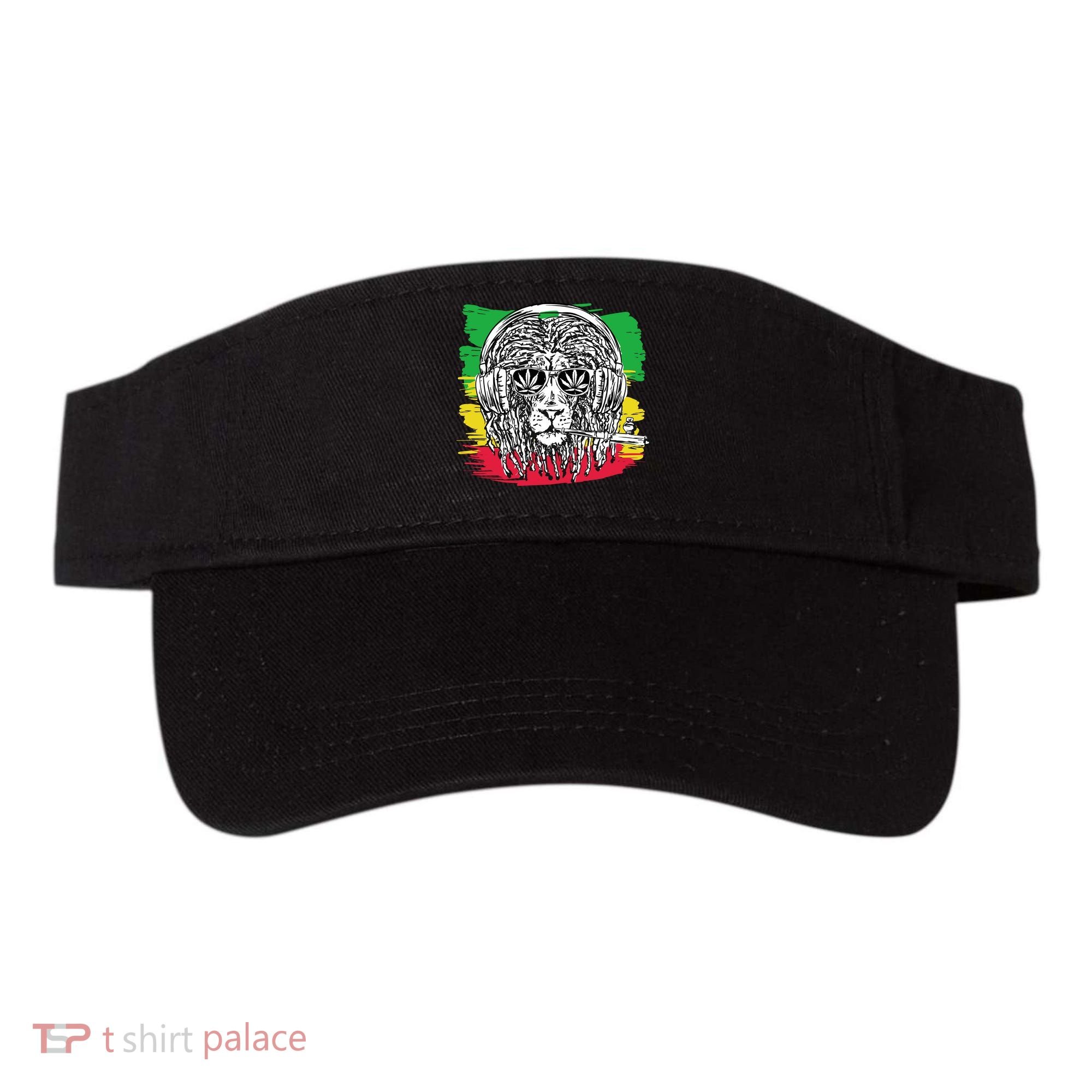 Rasta Lion With Glasses Smoking A Joint Visor