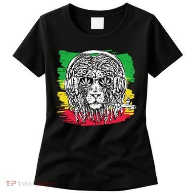 Rasta Lion With Glasses Smoking A Joint Women's T-Shirt