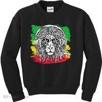 Rasta Lion With Glasses Smoking A Joint Kids Sweatshirt thumb 0