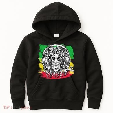 Rasta Lion With Glasses Smoking A Joint Kids Hoodie