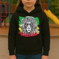 Rasta Lion With Glasses Smoking A Joint Kids Hoodie thumb 3