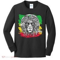 Rasta Lion With Glasses Smoking A Joint Kids Long Sleeve Shirt thumb 0