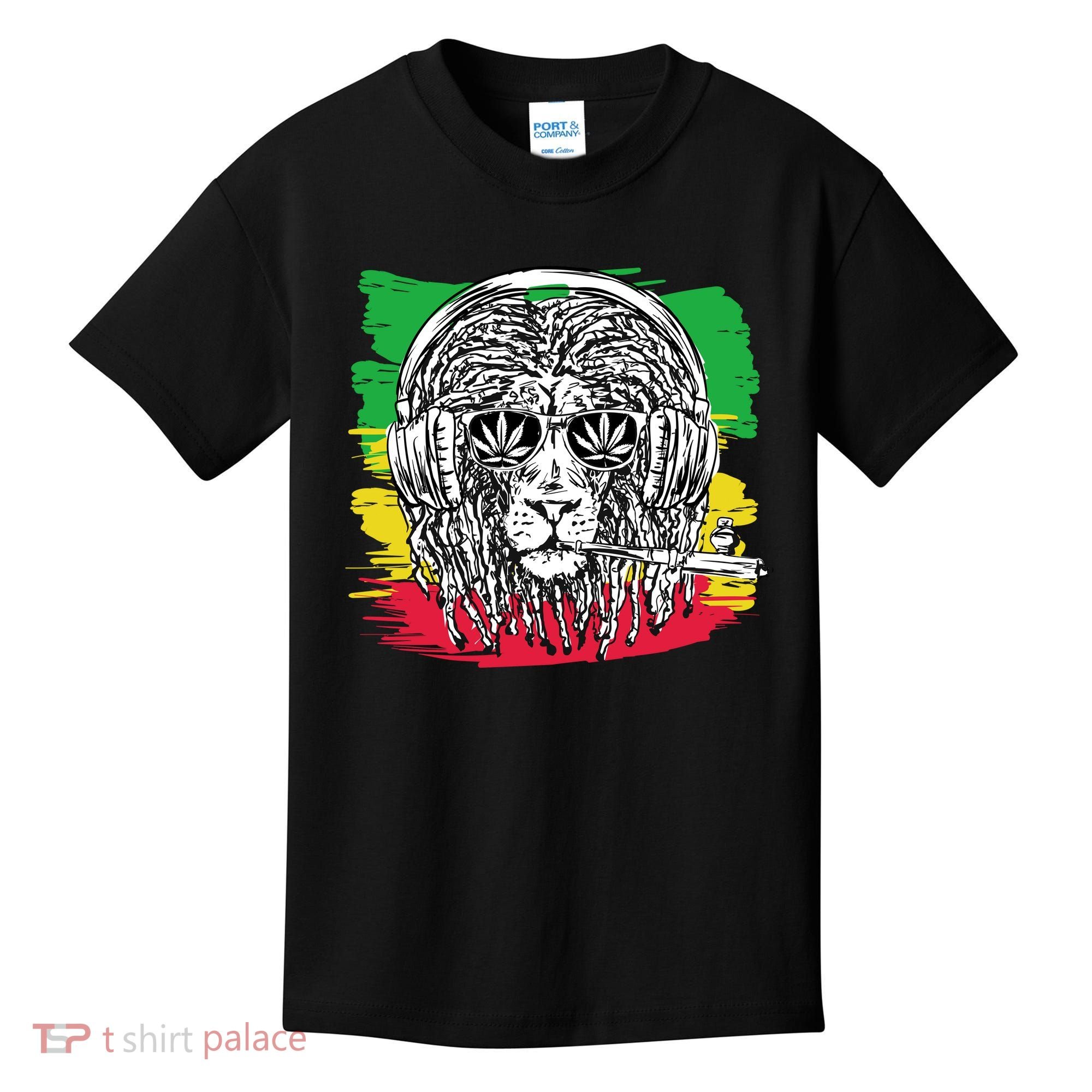 Rasta Lion With Glasses Smoking A Joint Kids T-Shirt
