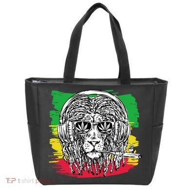 Rasta Lion With Glasses Smoking A Joint Tote Bag