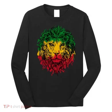 Rasta theme with lion head Long Sleeve Shirt